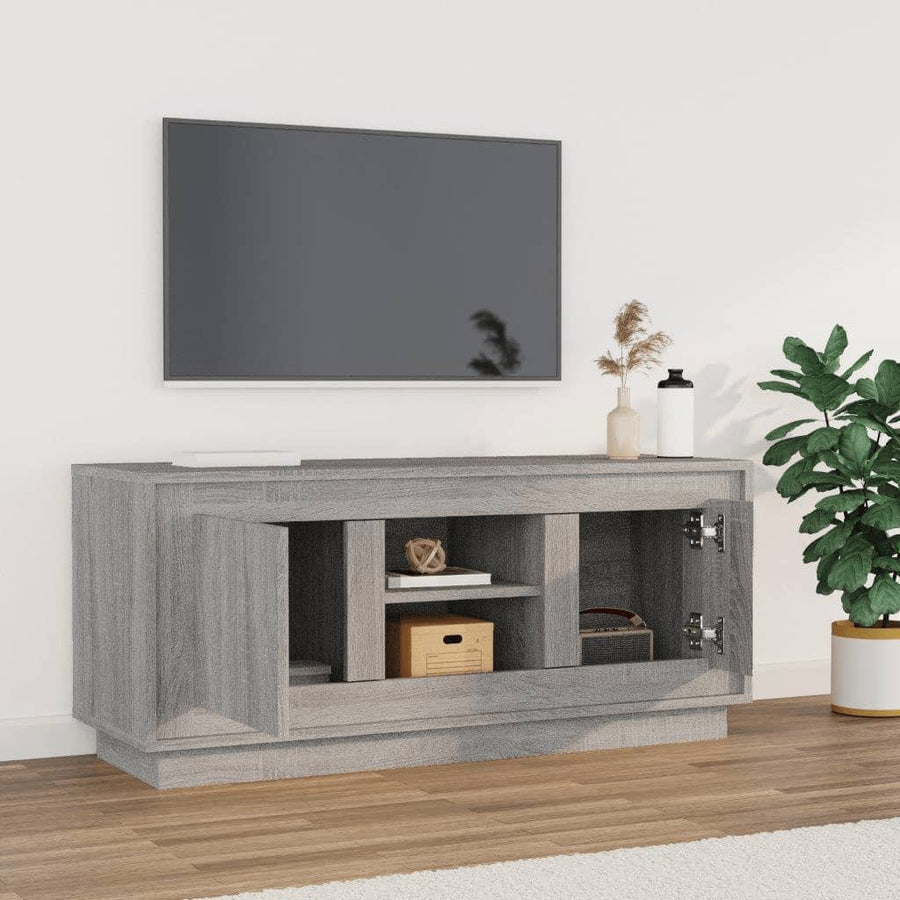 Tv-Meubel 02X35X45 Cm Bewerkt Hout Eikenkleurig Grijs sonoma