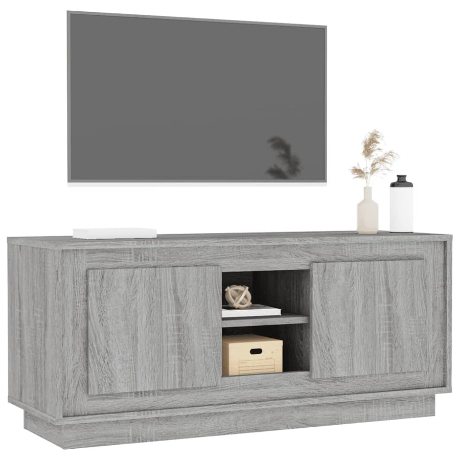 Tv-Meubel 02X35X45 Cm Bewerkt Hout Eikenkleurig Grijs sonoma