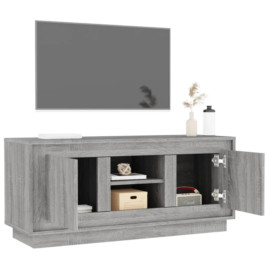 Tv-Meubel 02X35X45 Cm Bewerkt Hout Eikenkleurig Grijs sonoma