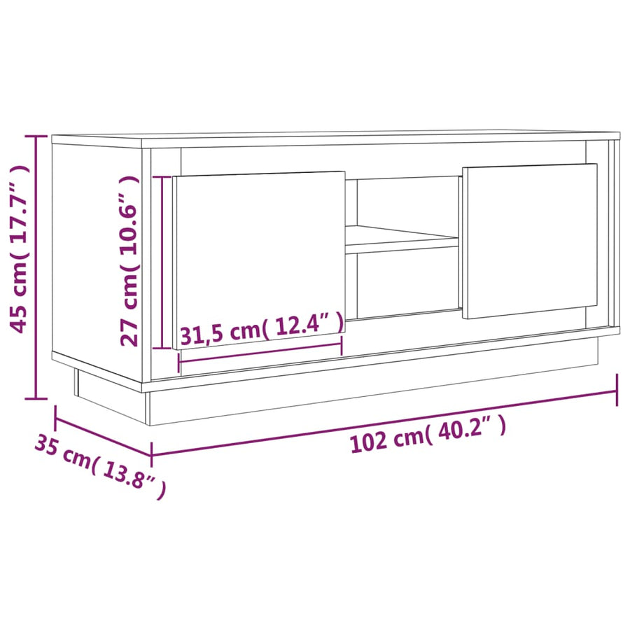 Tv-Meubel 02X35X45 Cm Bewerkt Hout Eikenkleurig Grijs sonoma