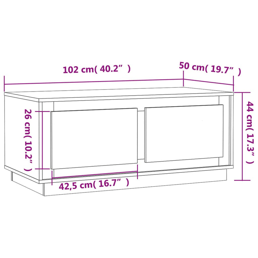 Salontafel 102X50X44 Cm Bewerkt Hout Zwart