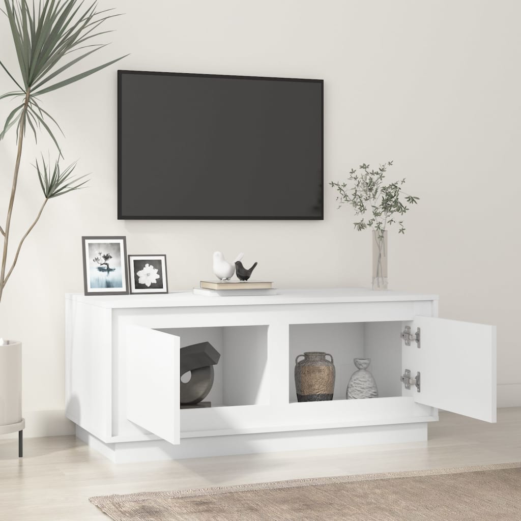 Salontafel 102x50x44 cm bewerkt hout hoogglans wit