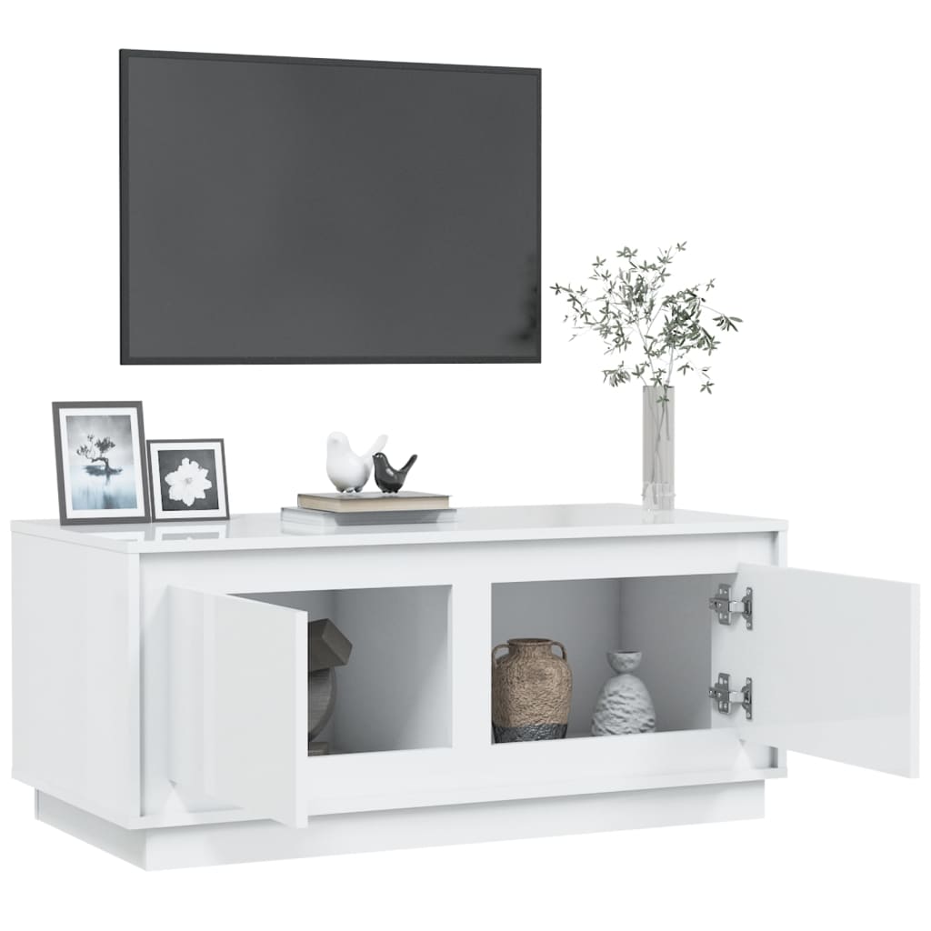 Salontafel 102x50x44 cm bewerkt hout hoogglans wit