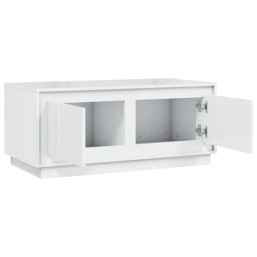Salontafel 102x50x44 cm bewerkt hout hoogglans wit