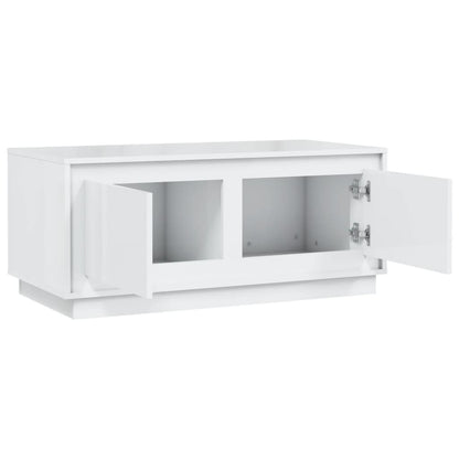 Salontafel 102x50x44 cm bewerkt hout hoogglans wit