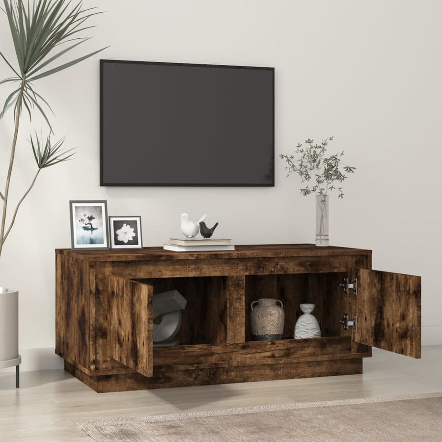 Salontafel 02X50X44 Cm Bewerkt Hout Kleurig Gerookt eiken