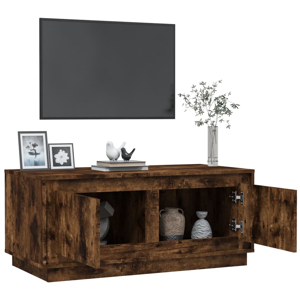 Salontafel 02X50X44 Cm Bewerkt Hout Kleurig Gerookt eiken