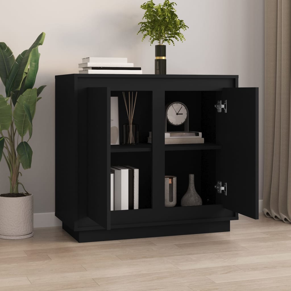 Dressoir 80x34x75 cm bewerkt hout zwart