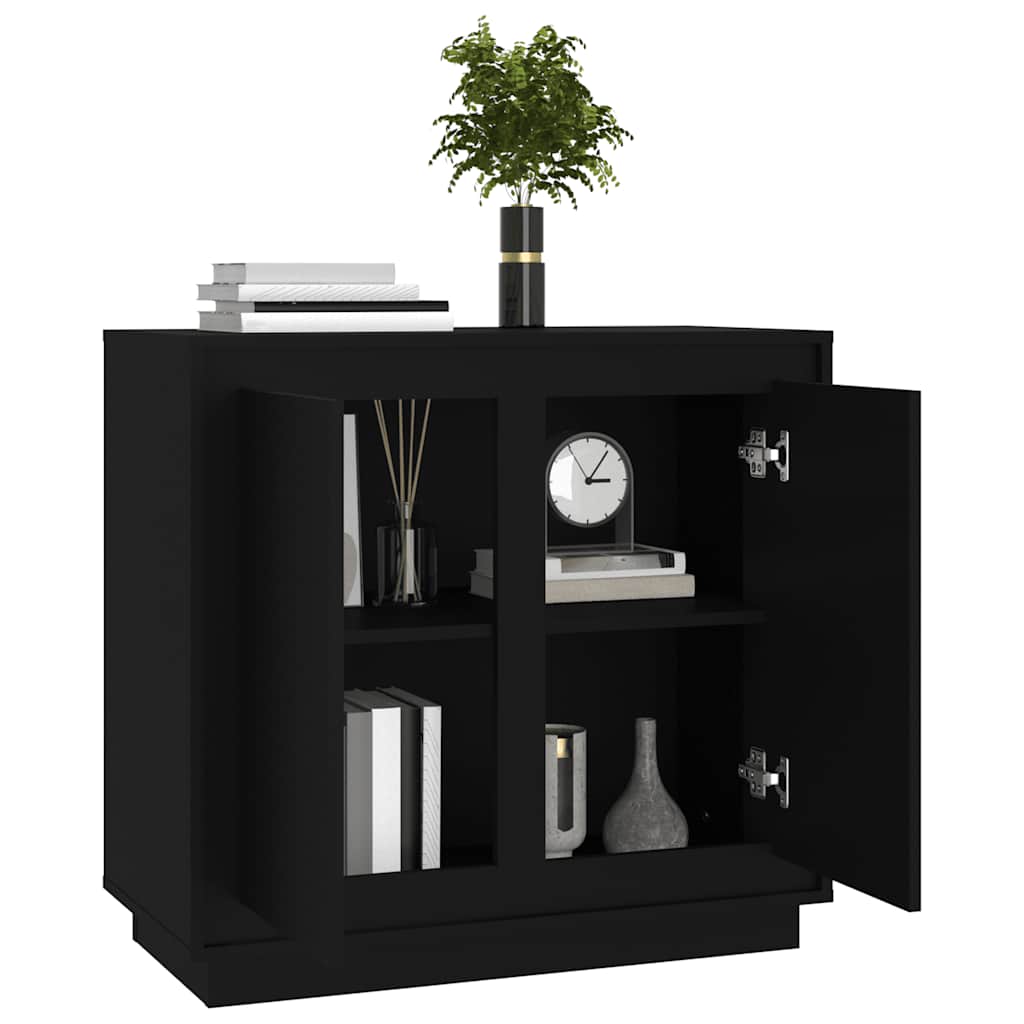 Dressoir 80x34x75 cm bewerkt hout zwart