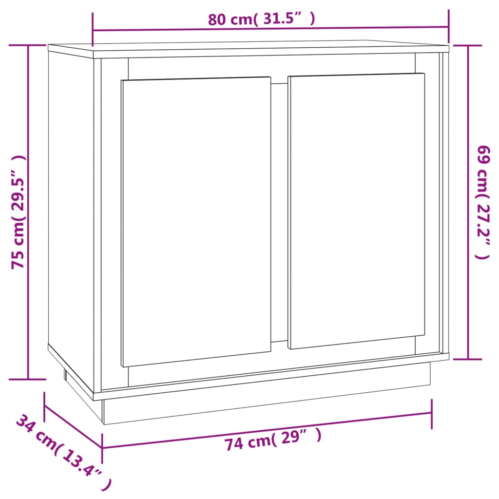 Dressoir 80X34X75 Cm Bewerkt Hout Betongrijs