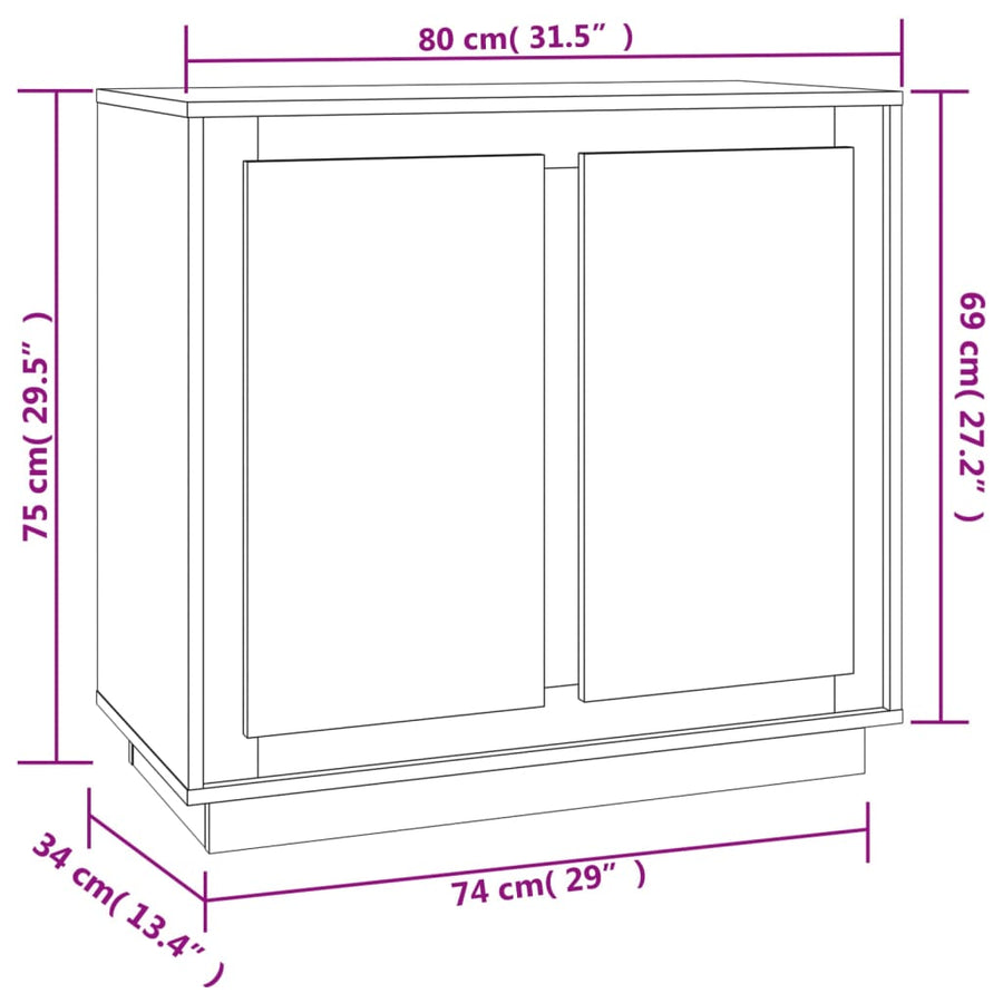 Dressoir 80X34X75 Cm Bewerkt Hout Betongrijs