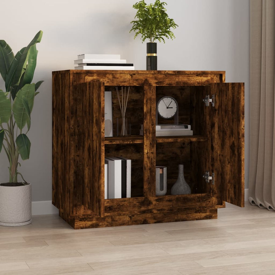 Dressoir 80X34X75 Cm Bewerkt Hout Gerookt Eikenkleurig