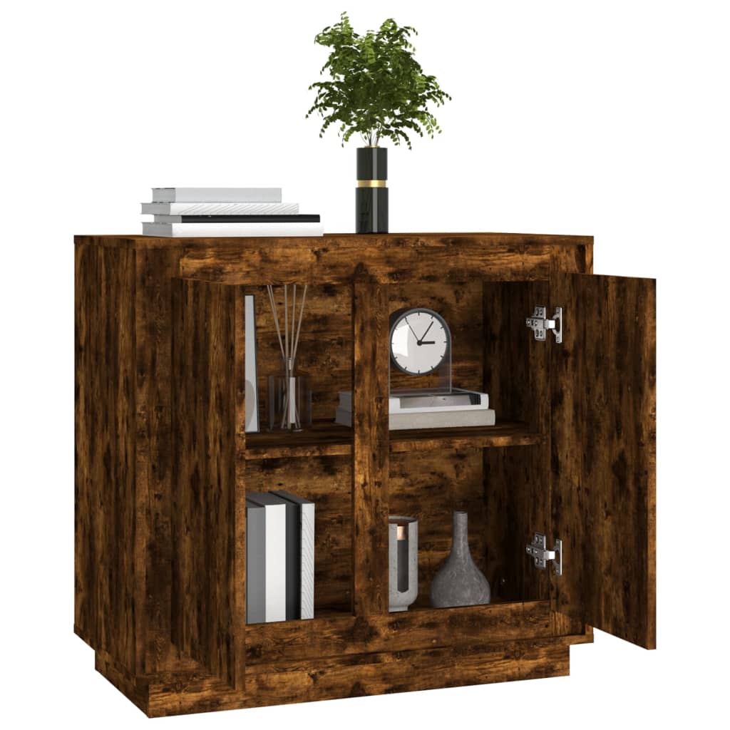 Dressoir 80X34X75 Cm Bewerkt Hout Gerookt Eikenkleurig