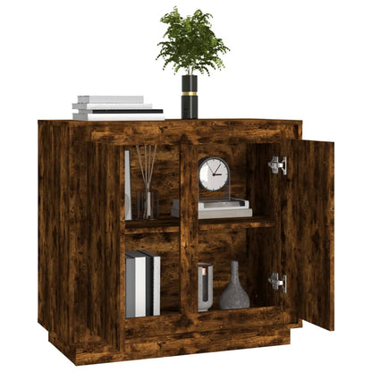 Dressoir 80X34X75 Cm Bewerkt Hout Gerookt Eikenkleurig