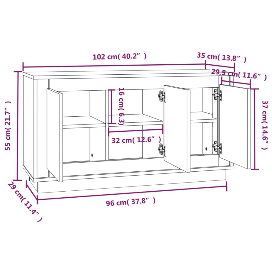 Dressoir 102X35X55 Cm Bewerkt Hout Sonoma Eikenkleurig