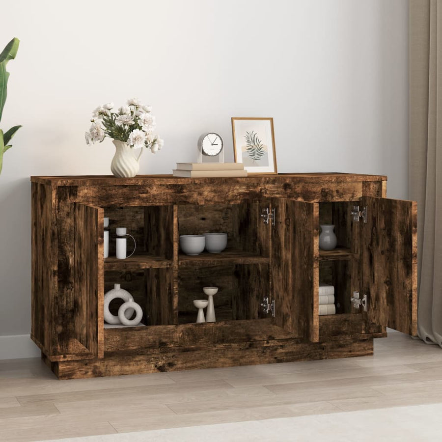 Dressoir 102X35X55 Cm Bewerkt Hout Gerookt Eikenkleurig