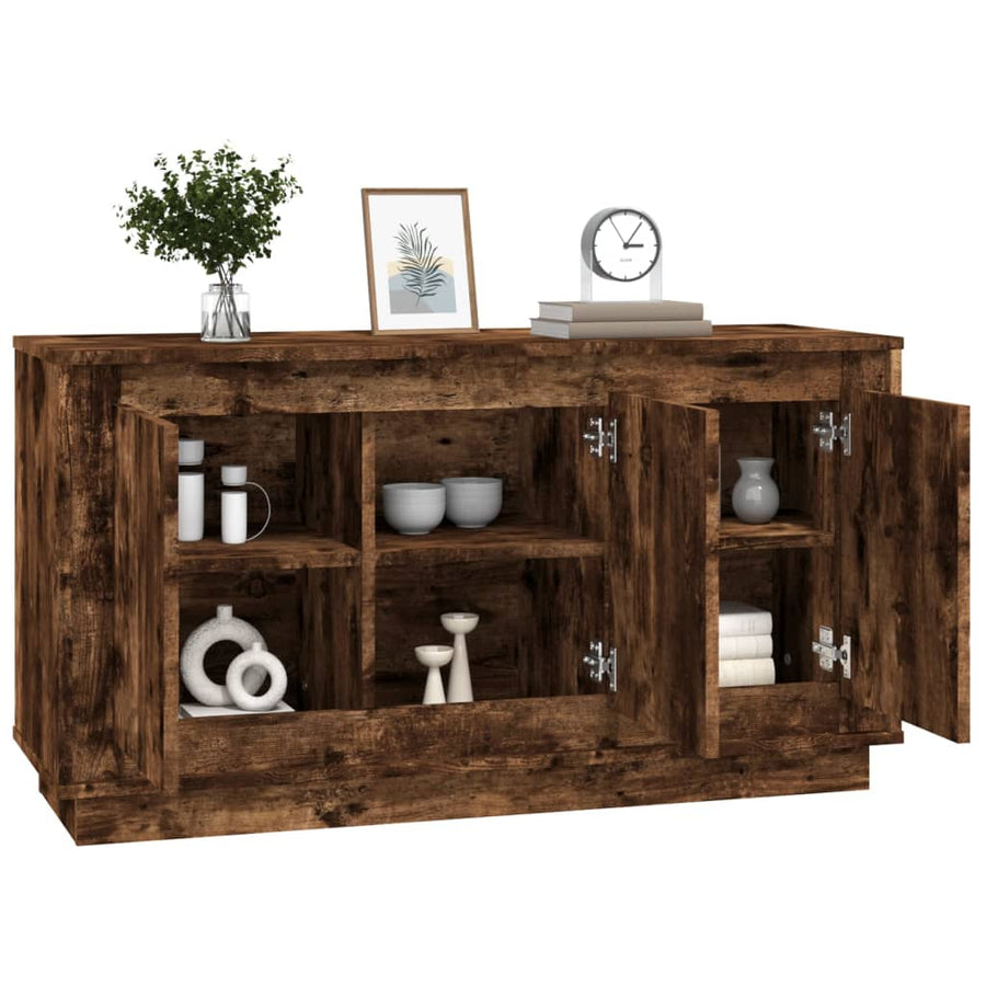 Dressoir 102X35X55 Cm Bewerkt Hout Gerookt Eikenkleurig