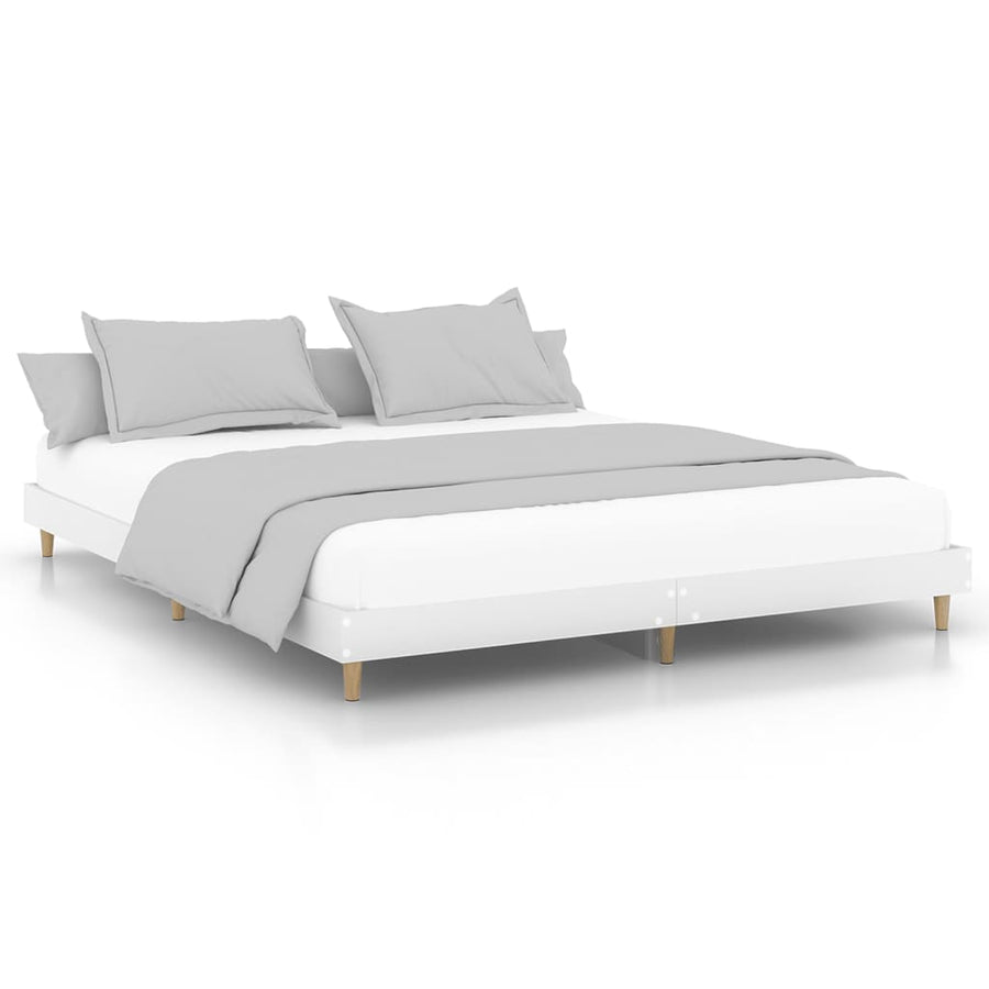 Bedframe Massief Hout 200 x 200 cm Wit