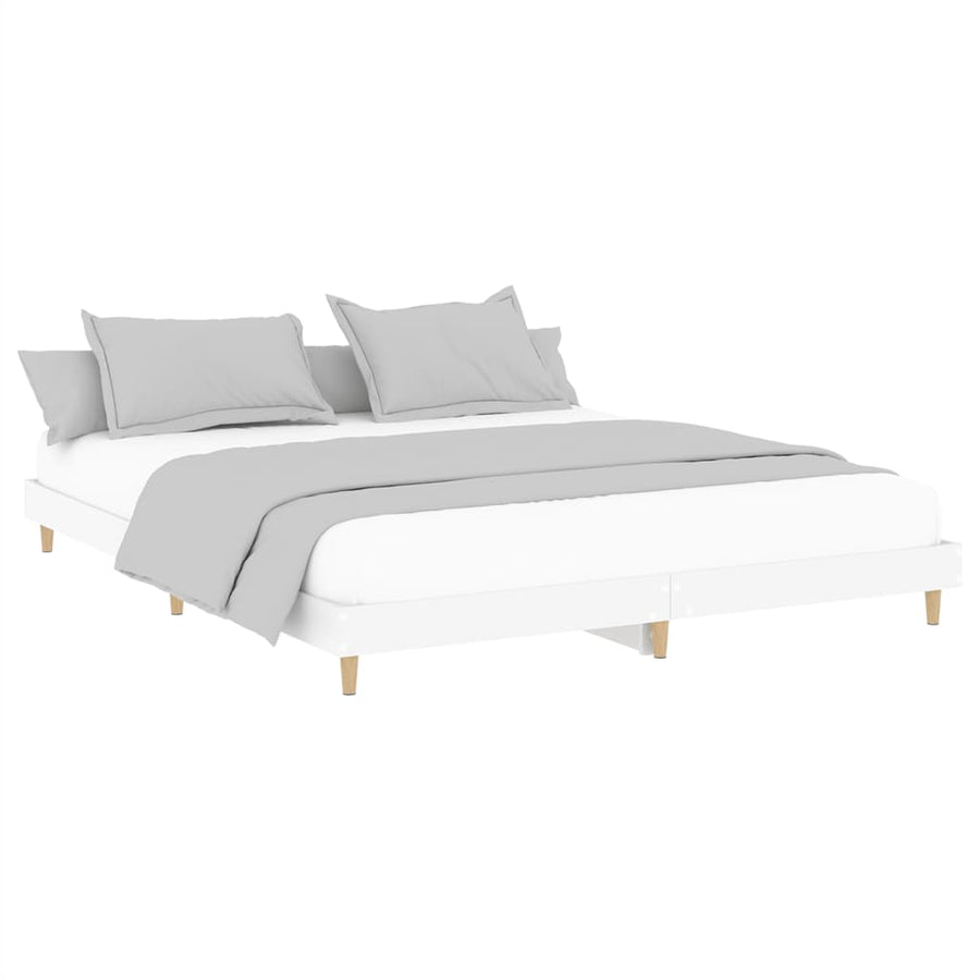 Bedframe Massief Hout 200 x 200 cm Wit
