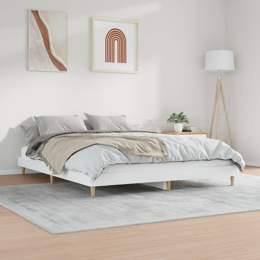 Bedframe Massief Hout 200 x 200 cm Wit