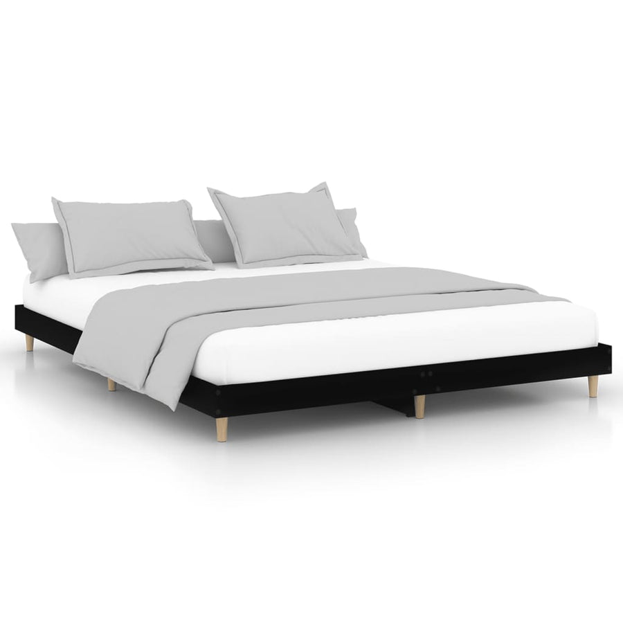 Bedframe Massief Hout 200 x 200 cm Zwart