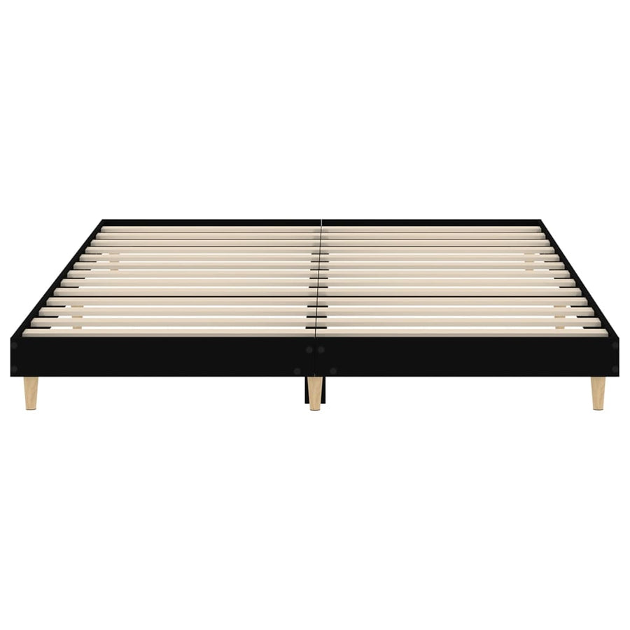 Bedframe Massief Hout 200 x 200 cm Zwart