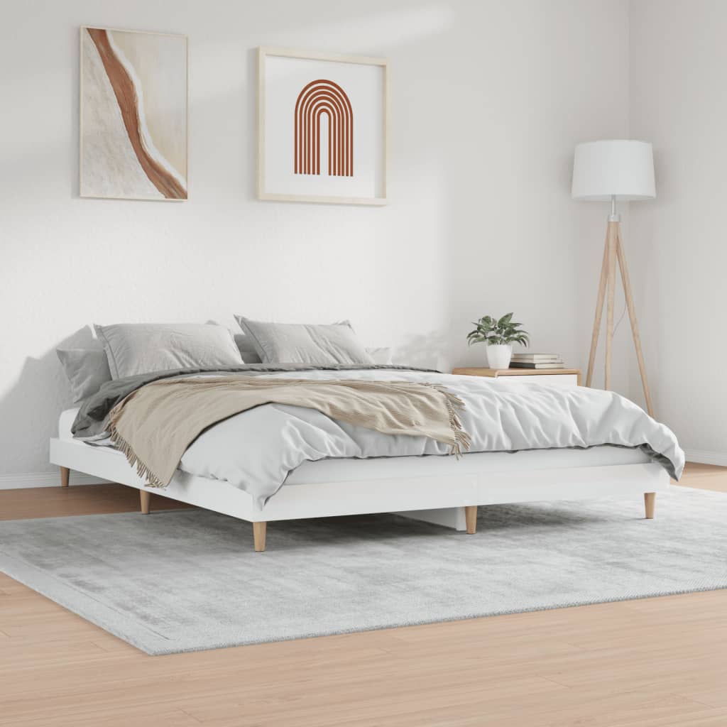 Bedframe Bewerkt Hout 200 x 200 cm Hoogglans wit