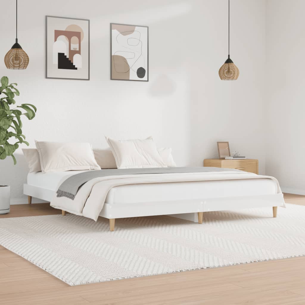 Bedframe Bewerkt Hout 200 x 200 cm Hoogglans wit