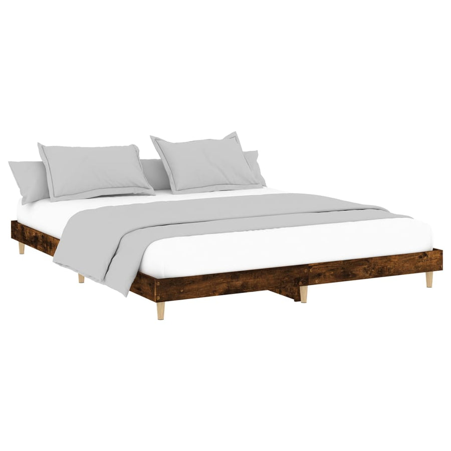 Bedframe Bewerkt Hout Kleurig 200 x 200 cm Gerookt eiken