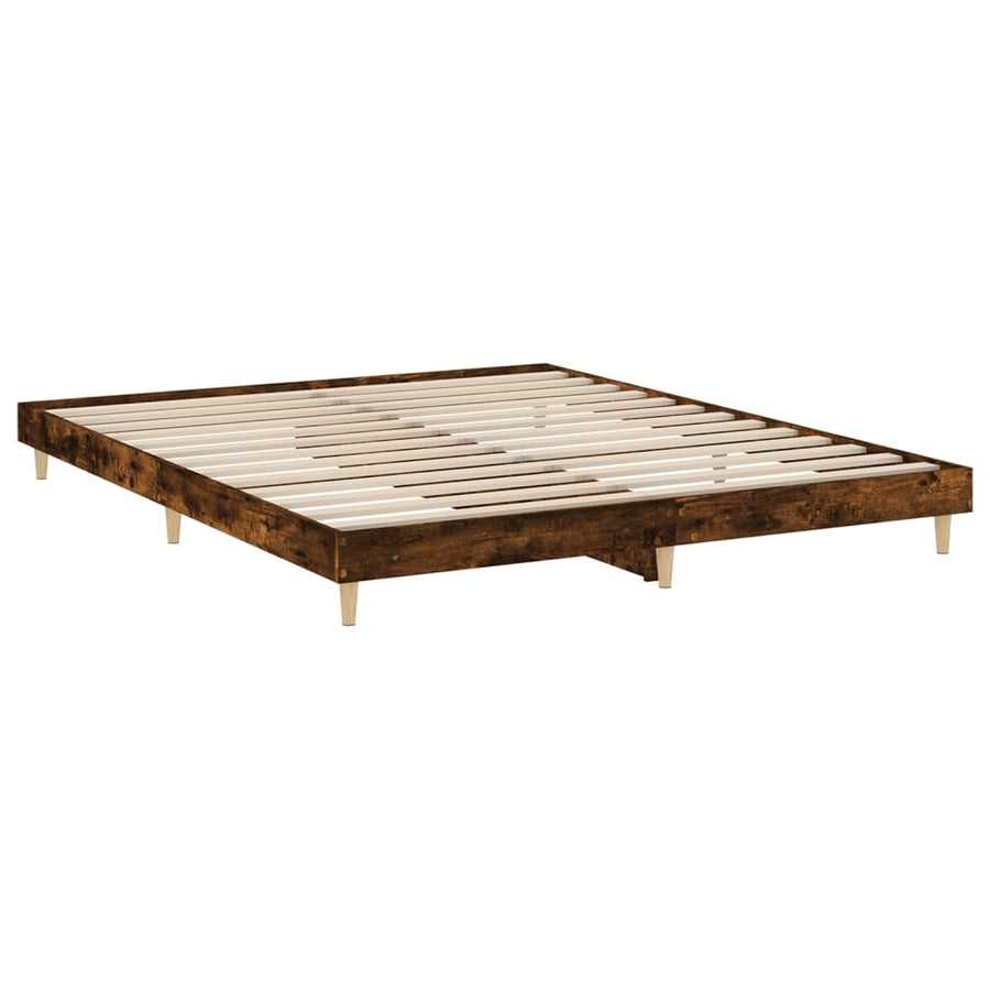 Bedframe Bewerkt Hout Kleurig 200 x 200 cm Gerookt eiken