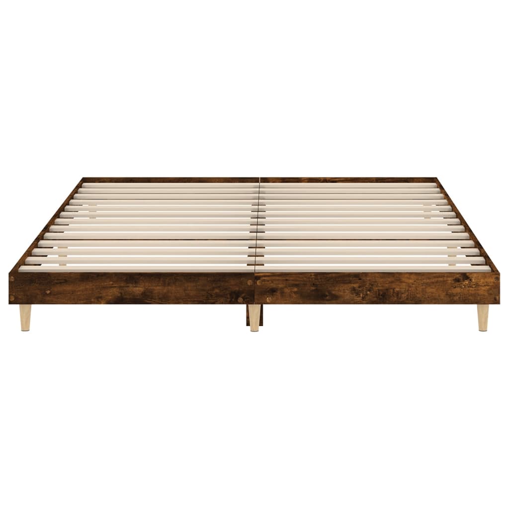 Bedframe Bewerkt Hout Kleurig 200 x 200 cm Gerookt eiken