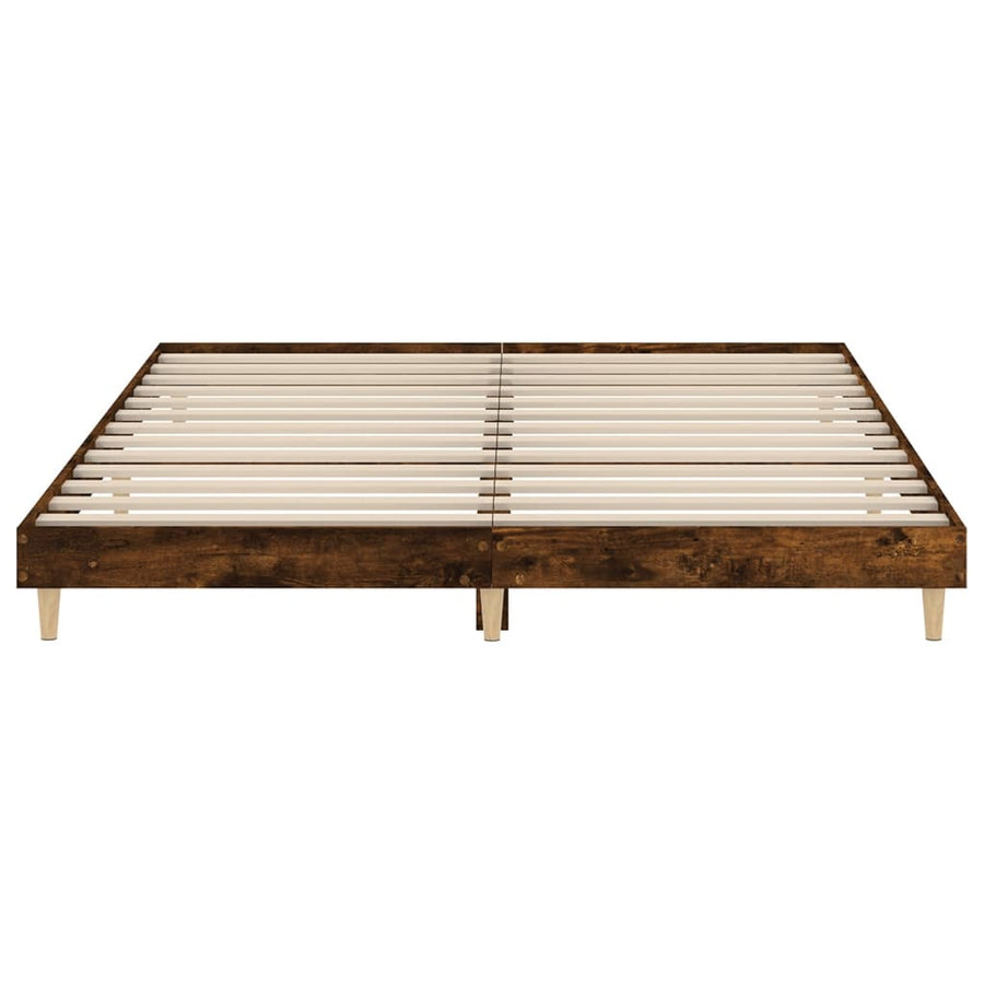 Bedframe Bewerkt Hout Kleurig 200 x 200 cm Gerookt eiken