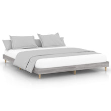 Bedframe Bewerkt Hout Eikenkleurig 200 x 200 cm Grijs sonoma