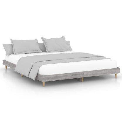 Bedframe Bewerkt Hout Eikenkleurig 200 x 200 cm Grijs sonoma