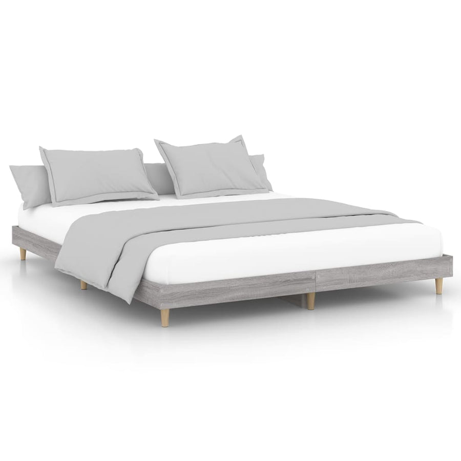 Bedframe Bewerkt Hout Eikenkleurig 200 x 200 cm Grijs sonoma