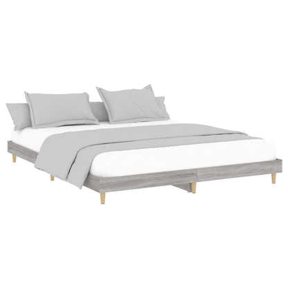 Bedframe Bewerkt Hout Eikenkleurig 200 x 200 cm Grijs sonoma
