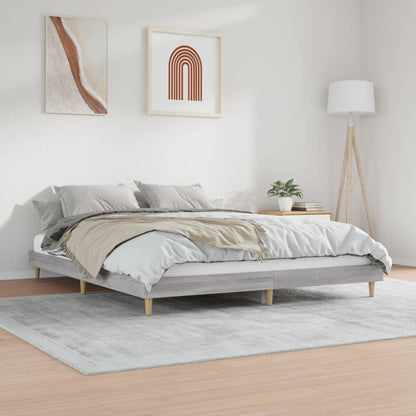 Bedframe Bewerkt Hout Eikenkleurig 200 x 200 cm Grijs sonoma