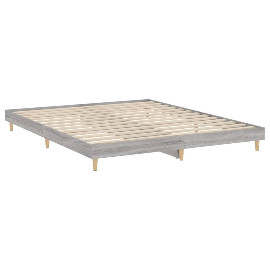 Bedframe Bewerkt Hout Eikenkleurig 200 x 200 cm Grijs sonoma