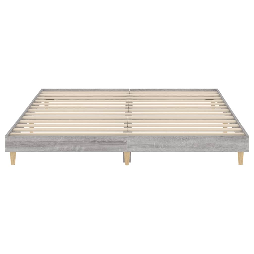 Bedframe Bewerkt Hout Eikenkleurig 200 x 200 cm Grijs sonoma