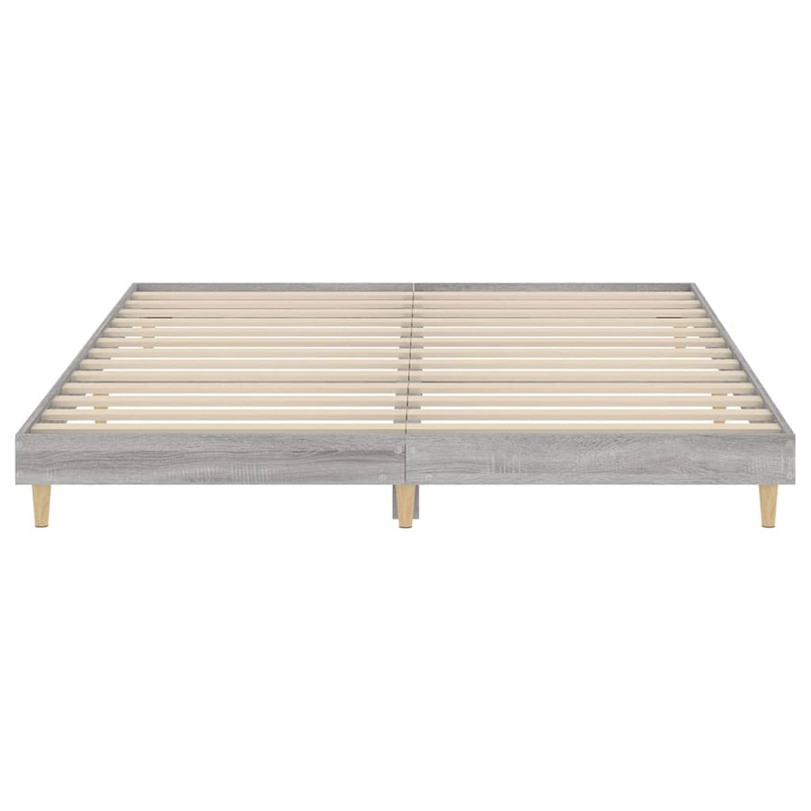 Bedframe Bewerkt Hout Eikenkleurig 200 x 200 cm Grijs sonoma