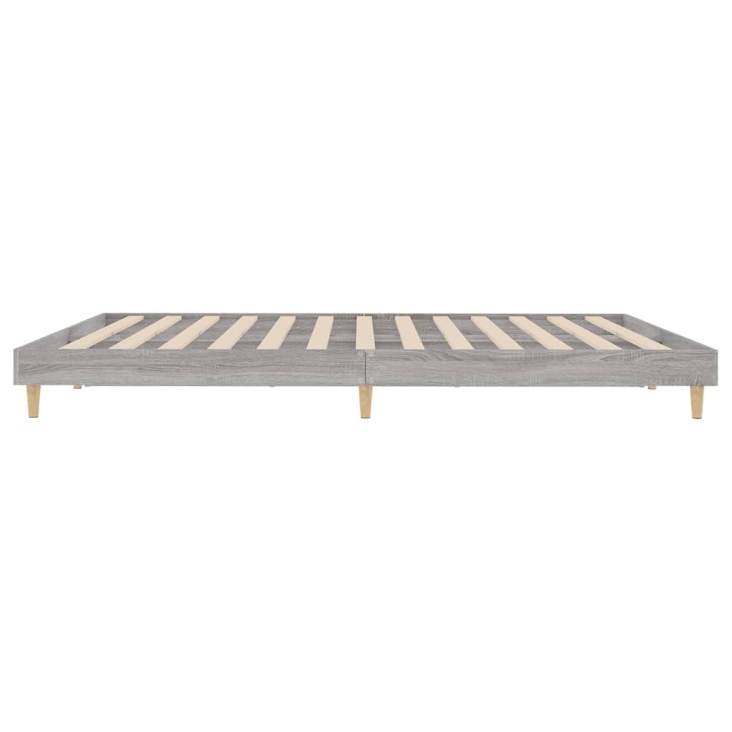 Bedframe Bewerkt Hout Eikenkleurig 200 x 200 cm Grijs sonoma