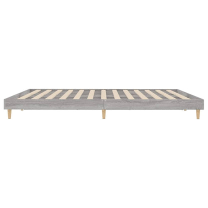 Bedframe Bewerkt Hout Eikenkleurig 200 x 200 cm Grijs sonoma