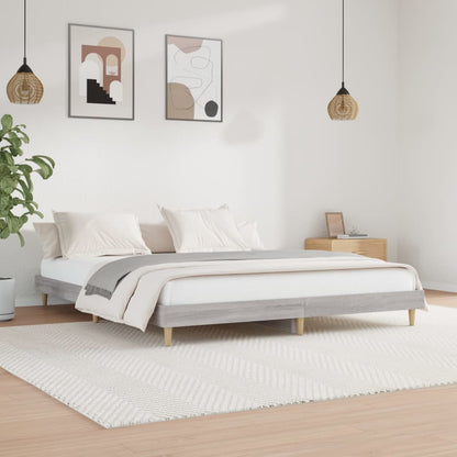 Bedframe Bewerkt Hout Eikenkleurig 200 x 200 cm Grijs sonoma