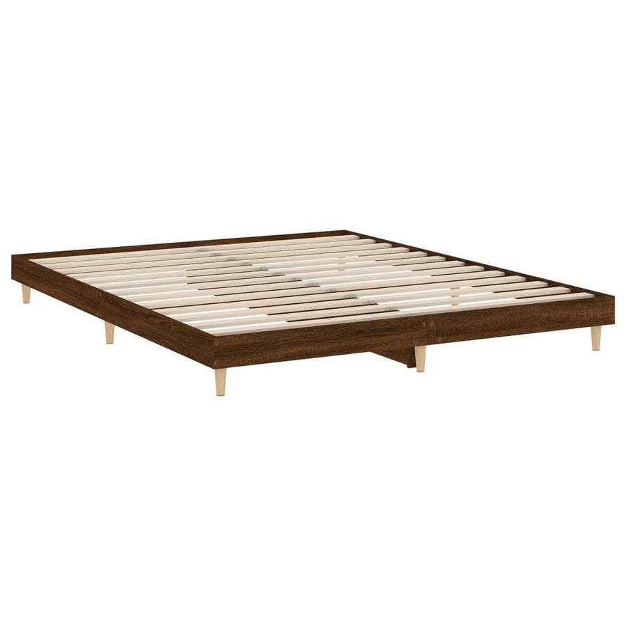 Bedframe bewerkt hout bruin eikenkleur 200x200 cm 200 x 200 cm bruin eikenkleur