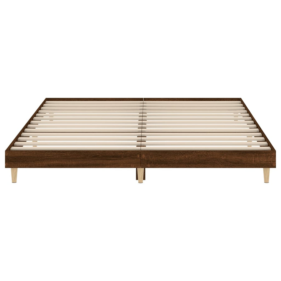 Bedframe bewerkt hout bruin eikenkleur 200x200 cm 200 x 200 cm bruin eikenkleur