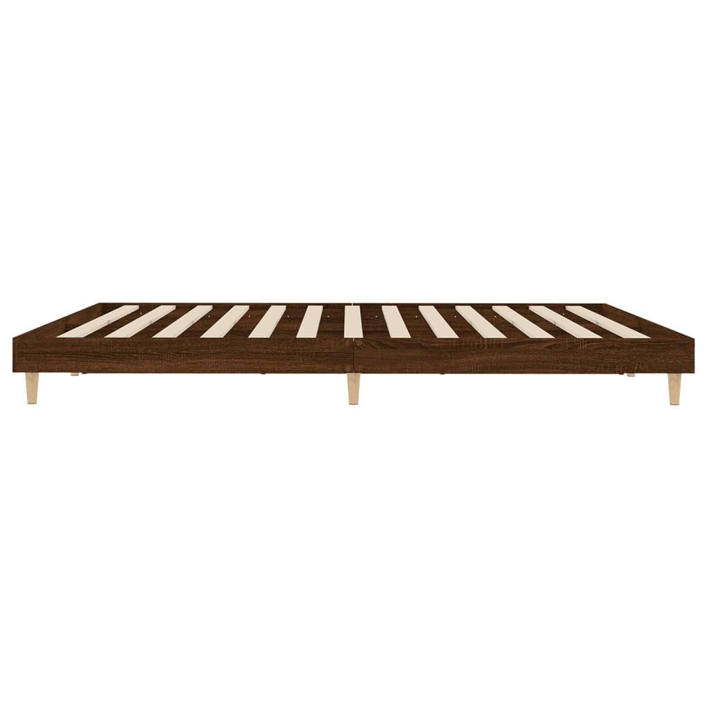 Bedframe bewerkt hout bruin eikenkleur 200x200 cm 200 x 200 cm bruin eikenkleur