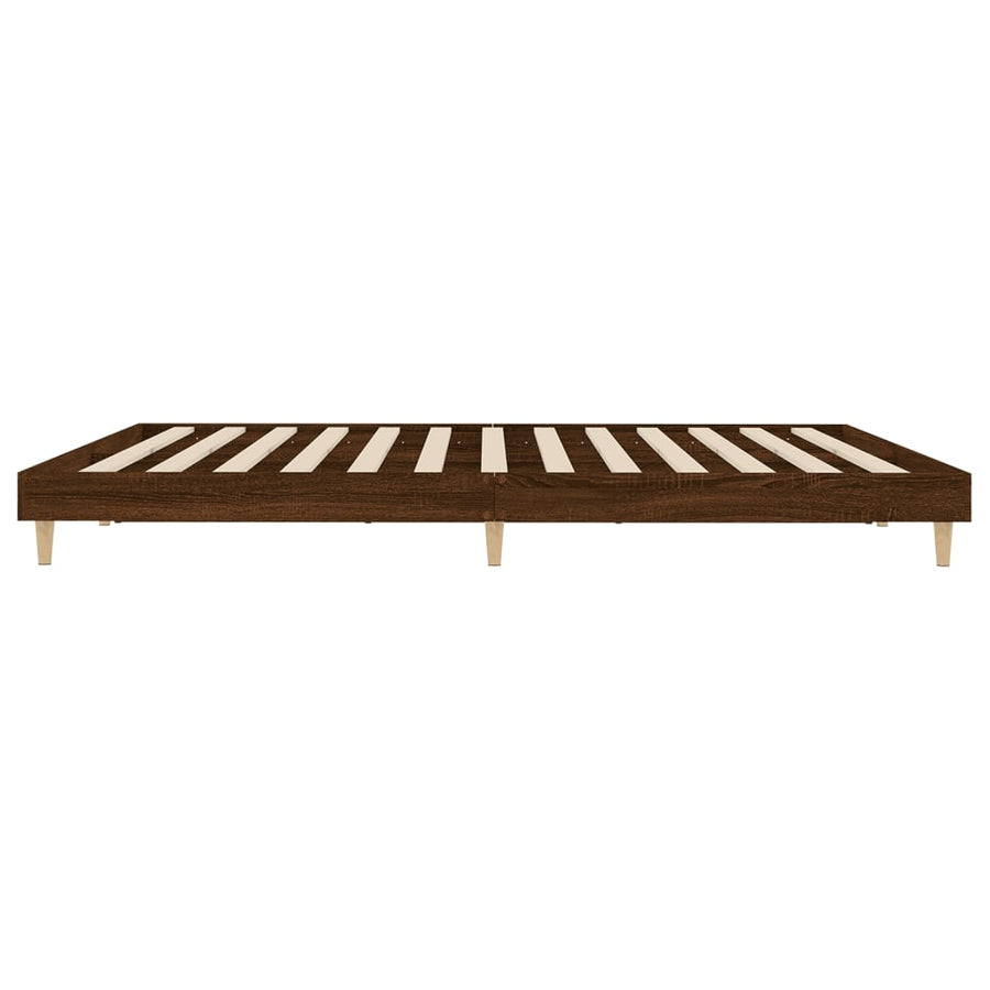 Bedframe bewerkt hout bruin eikenkleur 200x200 cm 200 x 200 cm bruin eikenkleur