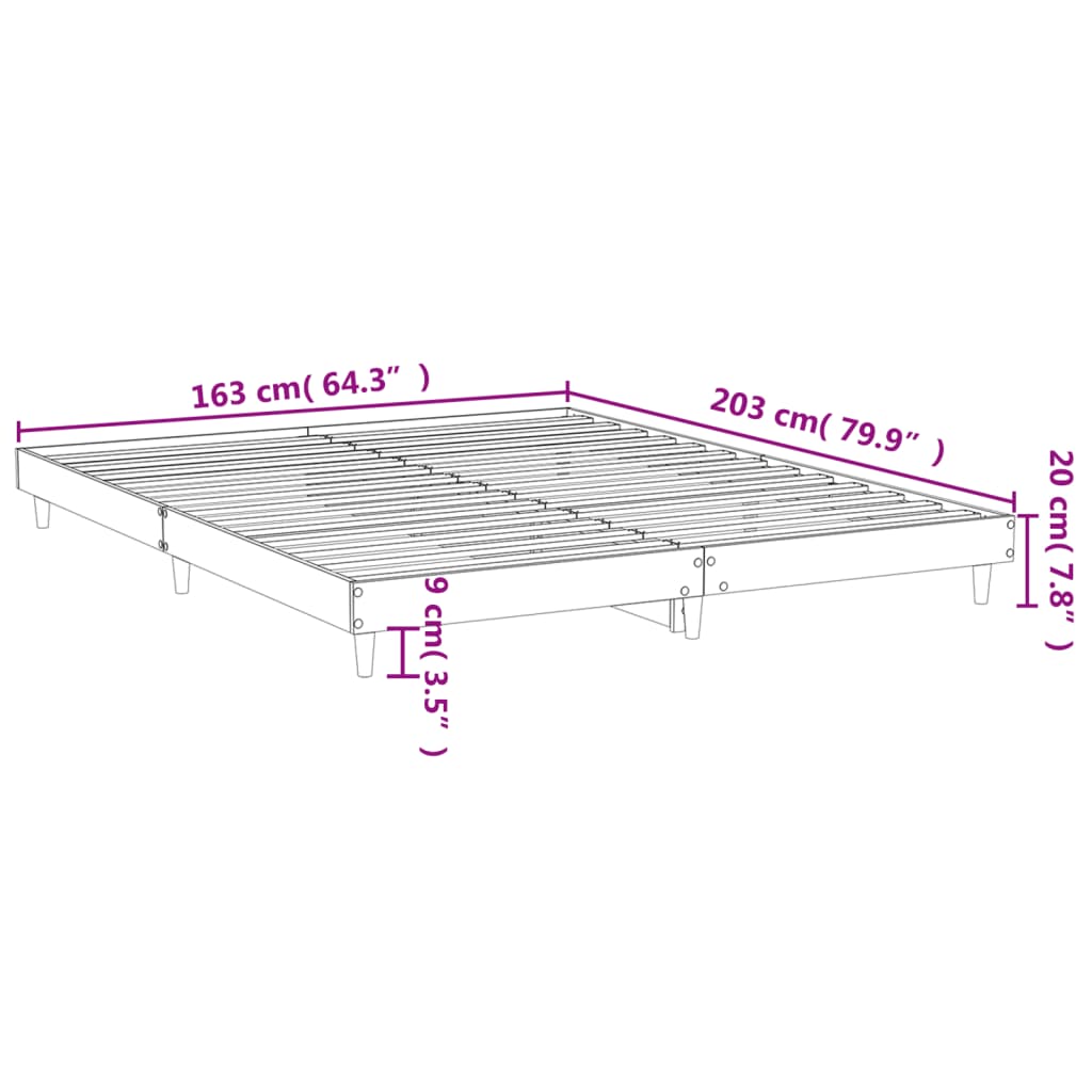 Bedframe Bewerkt Hout Kleurig 160 x 200 cm Gerookt eiken
