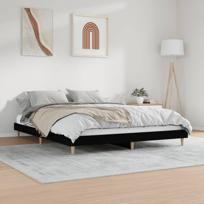 Bedframe Bewerkt Hout 150 x 200 cm Zwart