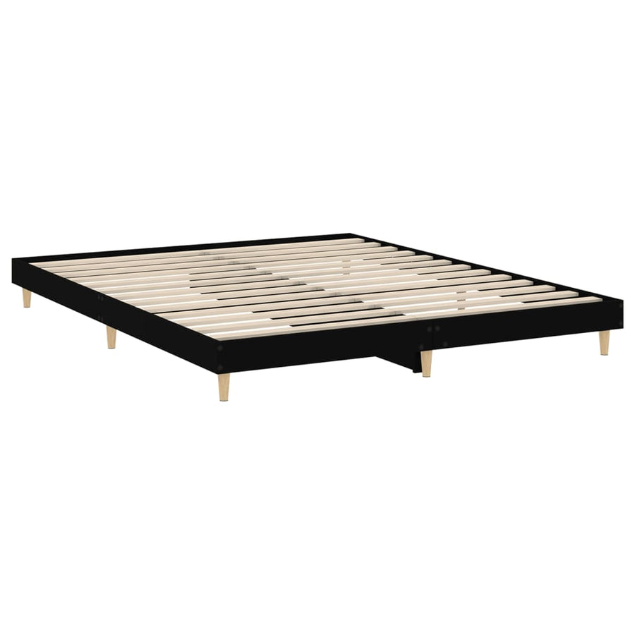 Bedframe Bewerkt Hout 150 x 200 cm Zwart